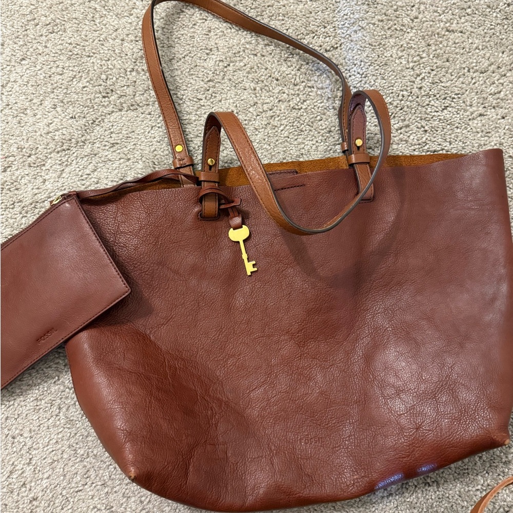 3 Brown Leather Women's Bag lot - Picture 4 of 6